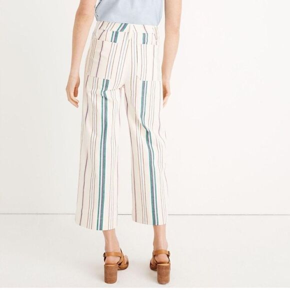 NWOT Madewell Emmmett wide leg High Rise Striped Crop Pants Sz 27 - Picture 2 of 8